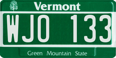 VT license plate WJO133