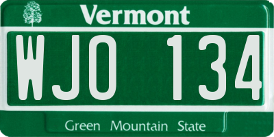 VT license plate WJO134