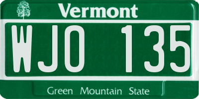VT license plate WJO135
