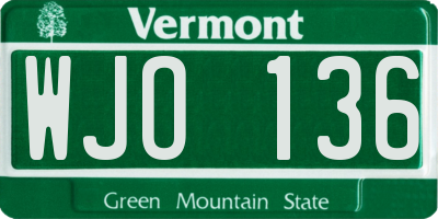 VT license plate WJO136