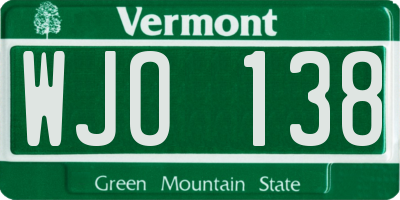 VT license plate WJO138