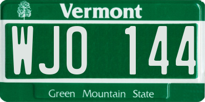 VT license plate WJO144