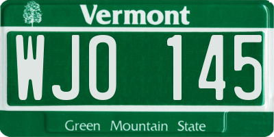 VT license plate WJO145