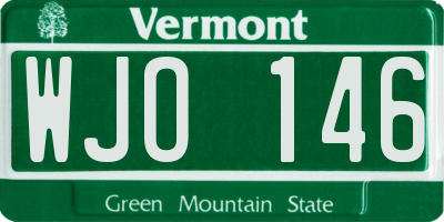 VT license plate WJO146