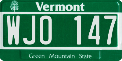 VT license plate WJO147