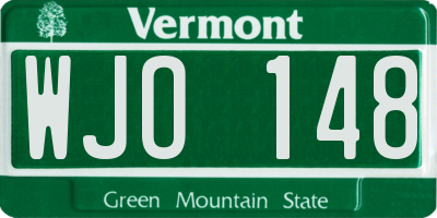 VT license plate WJO148