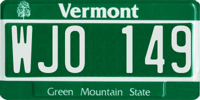 VT license plate WJO149