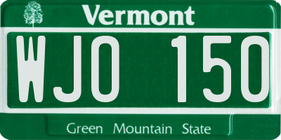 VT license plate WJO150
