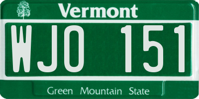 VT license plate WJO151