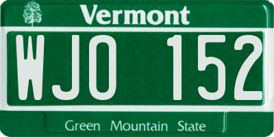 VT license plate WJO152