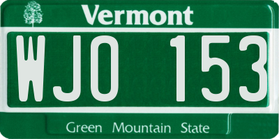 VT license plate WJO153