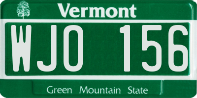 VT license plate WJO156