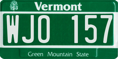 VT license plate WJO157