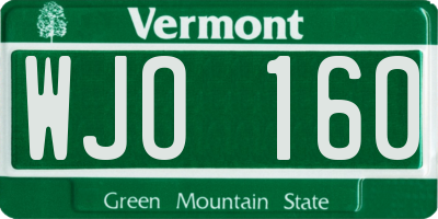 VT license plate WJO160