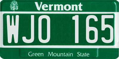 VT license plate WJO165