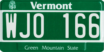 VT license plate WJO166