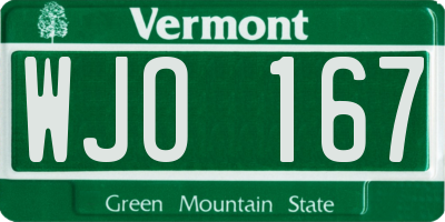VT license plate WJO167