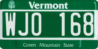 VT license plate WJO168