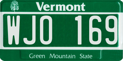 VT license plate WJO169