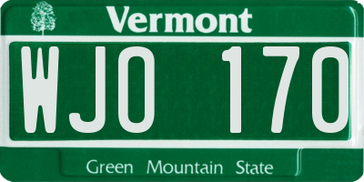 VT license plate WJO170