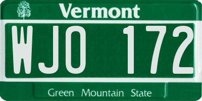 VT license plate WJO172