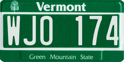 VT license plate WJO174