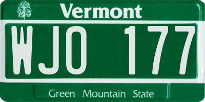 VT license plate WJO177