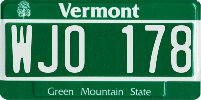 VT license plate WJO178