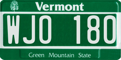 VT license plate WJO180