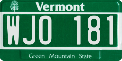 VT license plate WJO181