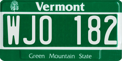 VT license plate WJO182