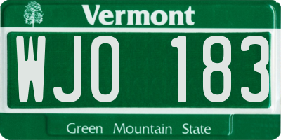 VT license plate WJO183