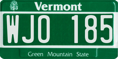 VT license plate WJO185