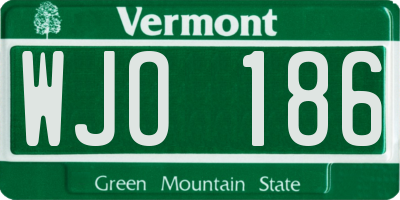 VT license plate WJO186