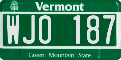 VT license plate WJO187
