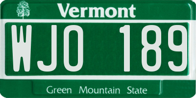 VT license plate WJO189