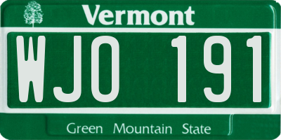 VT license plate WJO191
