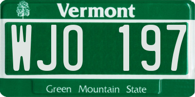 VT license plate WJO197