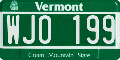 VT license plate WJO199