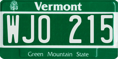 VT license plate WJO215