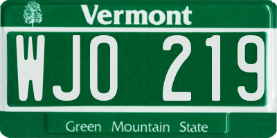 VT license plate WJO219