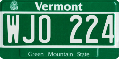 VT license plate WJO224