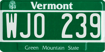 VT license plate WJO239