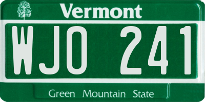 VT license plate WJO241