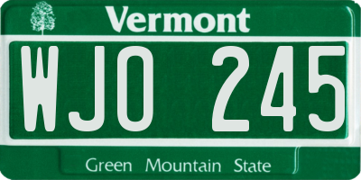 VT license plate WJO245