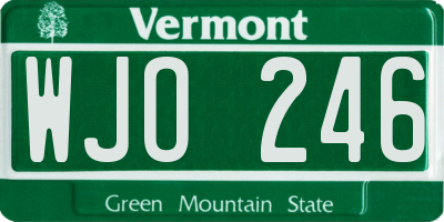 VT license plate WJO246