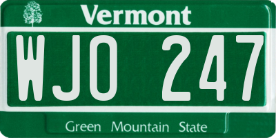 VT license plate WJO247