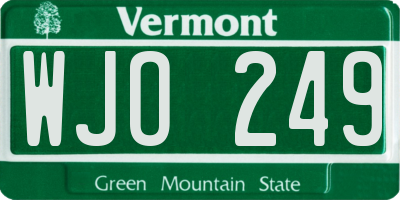 VT license plate WJO249