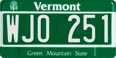 VT license plate WJO251