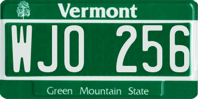 VT license plate WJO256